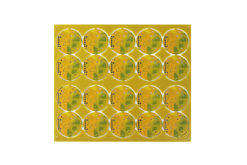 Tablero PCB amarillo de 2 capas con espesor de cobre acabado de 1 oz